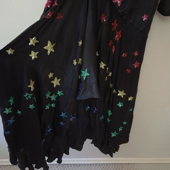 NWT Rococo Sand black & sequin star embellished satin effect maxi dress, S - Picture 8 of 8